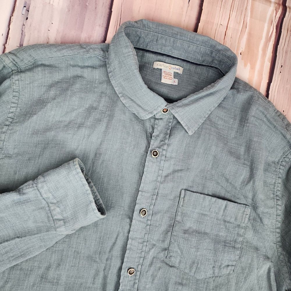 Carbon 2 Cobalt‎ Mens Large Button Up Long Sleeve Casual Shirt Nice Color